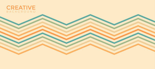 Abstract background of rainbow groovy zigzag line design in 1970s hippie retro style. Vector design for banner, card, poster, landing page, template, business, cloth, textile, wrap and more.