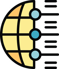 Global production icon outline vector. Idea startup. Work person color flat