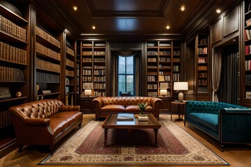 library room with books - obrazy, fototapety, plakaty