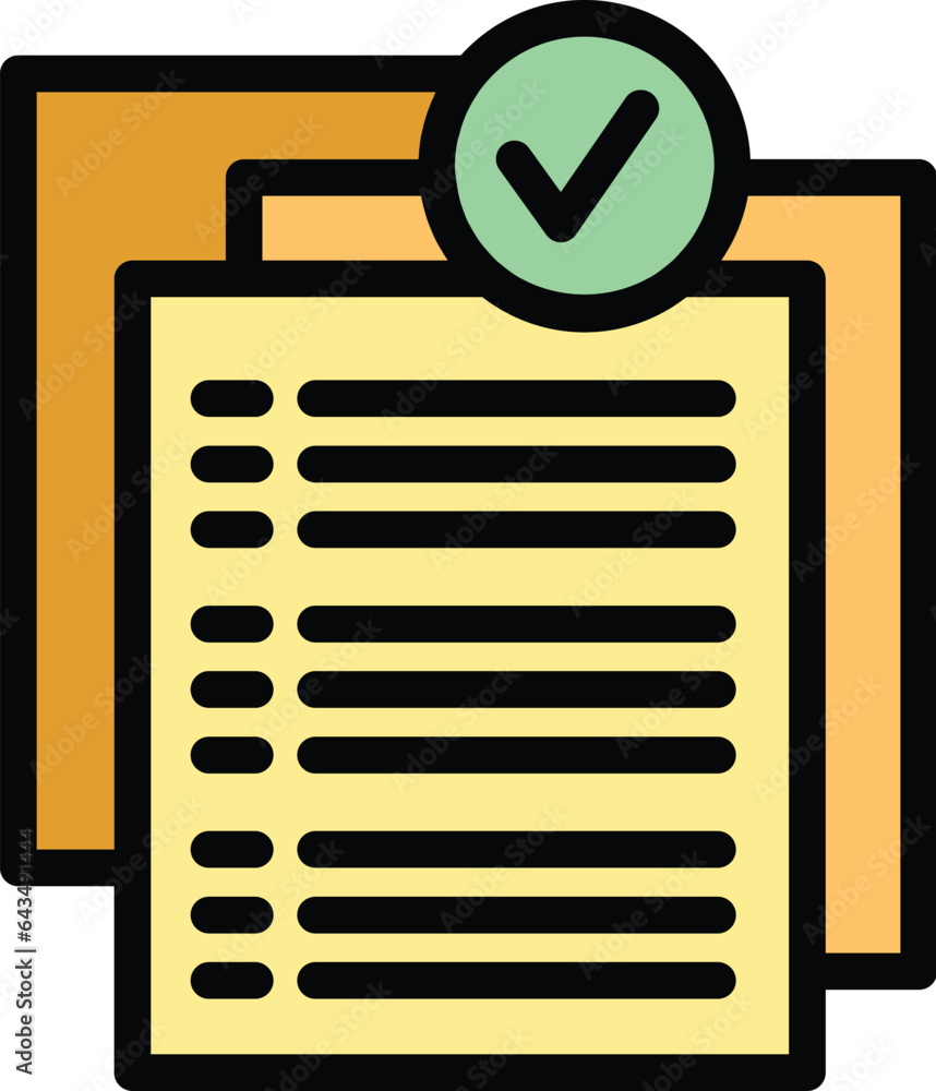 Poster approved document icon outline vector. incubator idea. work person color flat
