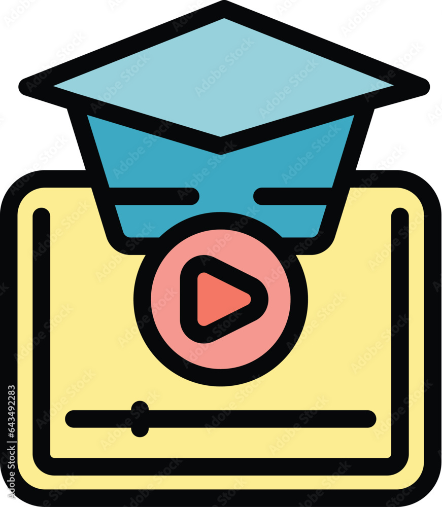 Aufkleber online video icon outline vector. study learn. seminar course color flat