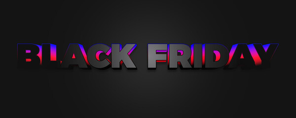 Black Friday advertisement with cheerful. Black Friday neon glow dark template for social media, poster, banner, sign board. 