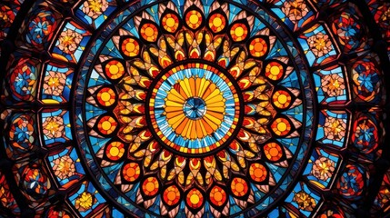 The intricate patterns on a stained glass window - obrazy, fototapety, plakaty