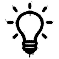 Spray Painted Graffiti Light Bulb line icon Sprayed isolated with a white background.