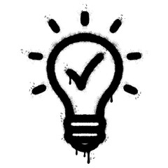 Spray Painted Graffiti Light Bulb line icon Sprayed isolated with a white background.