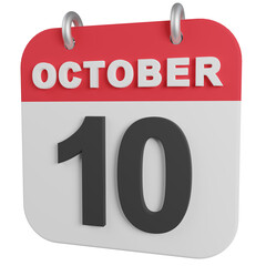 3d 10 october calendar illustration