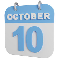 3d 10 october calendar