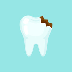 Ill broken tooth, cute colorful vector icon illustration.