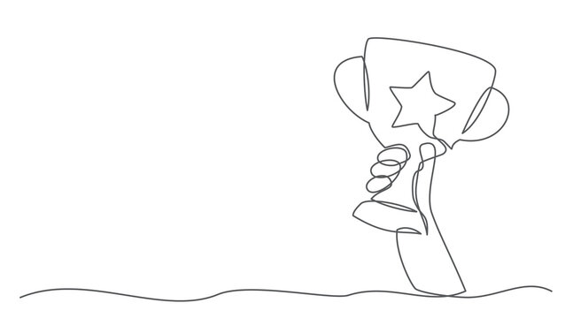 recommend clip art: Champion cup One line drawing isolated on white background