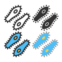 Bacteria, microbe, virus outline vector icon set