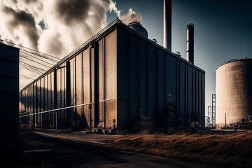 Obraz premium Industrial factory, generative AI