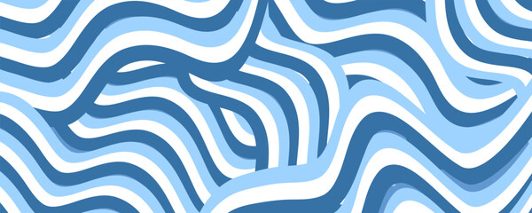 Noodle Ramen Pattern blue background. Pasta food texture spaghetti geometric. Abstarct ramen ornament. Flat vector illustartion. Wave texture background