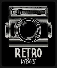 RETRO VIBES VINTAGE CAMERA SKETCH ILLUSTRATION DESIGN