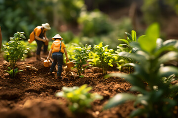 Fototapeta premium Miniatures adventuring inside a vegetable forest
