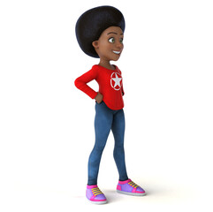 Fun 3D cartoon black teenage girl