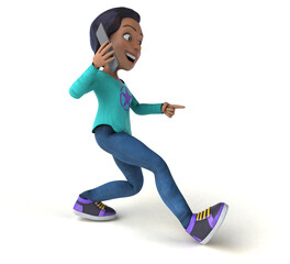 Fun 3D cartoon asian teenage girl