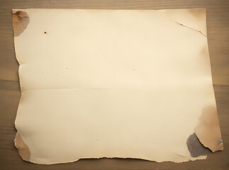 Piece of brown parchment paper with torn edges isolated on a white background, an element for a designer