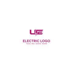 Initial Letter UE Lightning Icon Logo Design Template