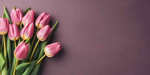 Spring tulip flowers with copy space for Mother's Day - Generative AI