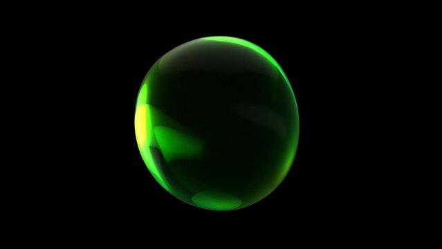 Water bubble element animation. Movement of air bubbles and RGB light on black background. Animation Seamless loop, 3d render.