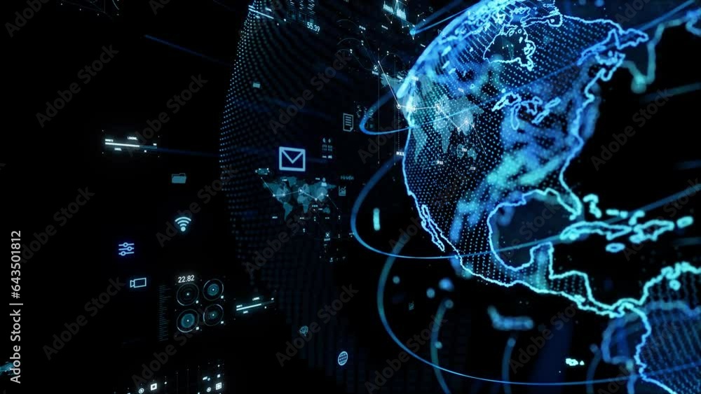 Poster planet earth and communication network concept.