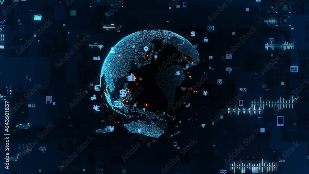 Poster planet earth and communication network concept.