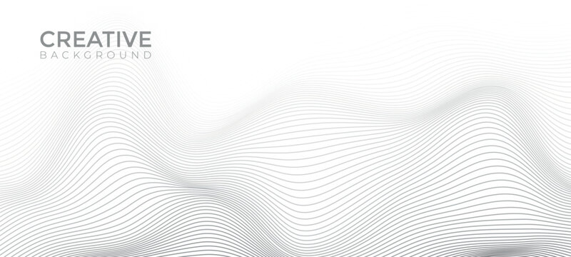 Wave flowing liquid line abstract background. Black and white vector design 3D lines in perspective, curve and wave lines in motion, smooth and soft backdrop