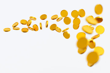 Flying gold coin, business and financial concept, 3D rendering.
