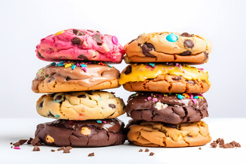 Cookies stacked, isolated,  Generative AI