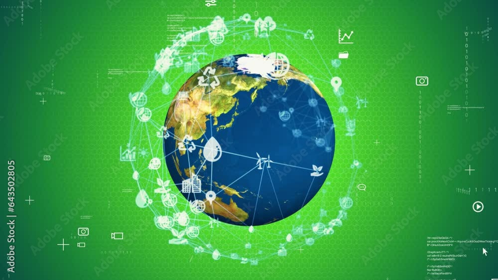 Poster planet earth and environment network concept. green tech.