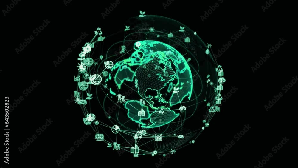 Aufkleber Planet earth and environment network concept. Green tech.