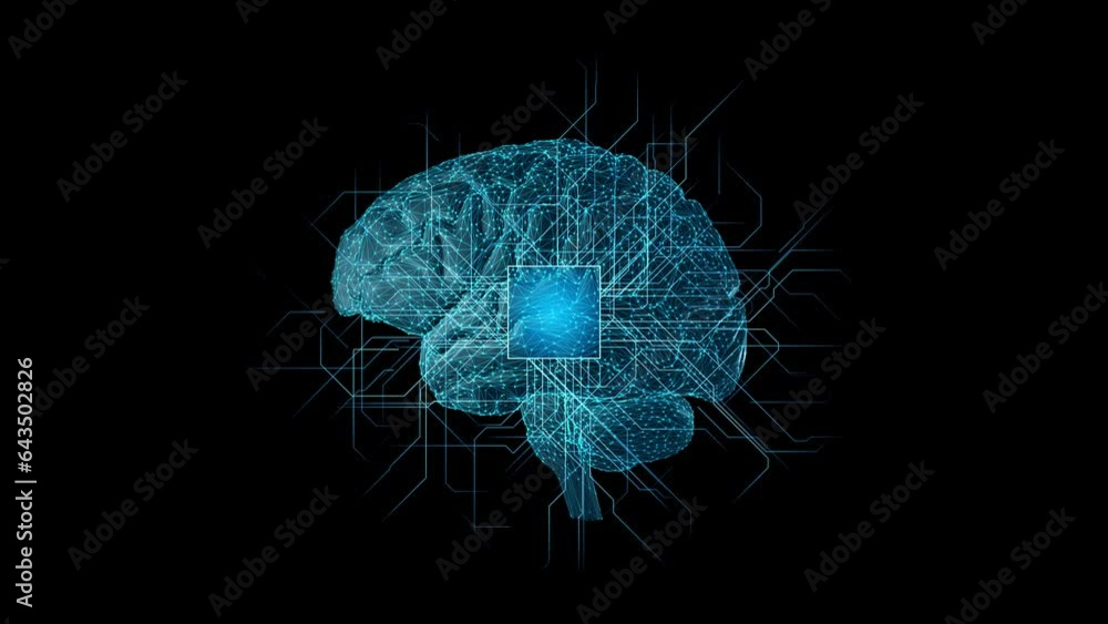 Aufkleber human brain and computer chip. ai (artificial intelligence) concept.