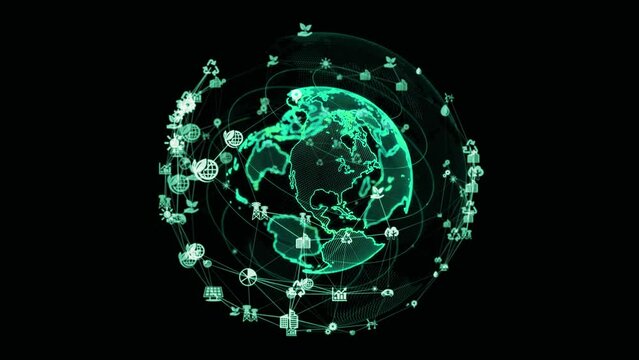 Planet earth and environment network concept. Green tech.