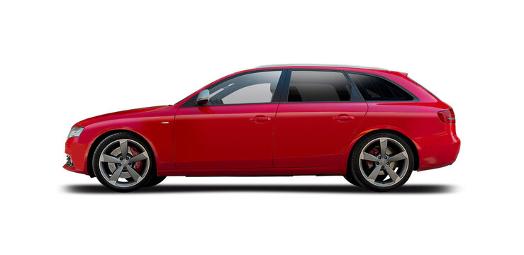 Audi S4 Avant estate side view isolated on white background