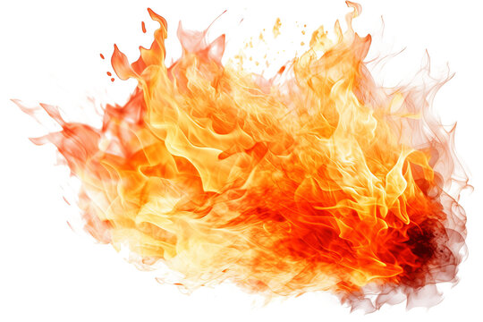 Realistic fire flames isolated on transparent background. High-quality PNG image of burning fire effect for design projects