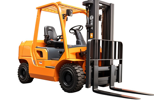 Industrial forklift truck isolated on transparent background - high quality PNG