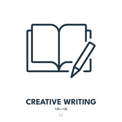 Creative Writing Icon. Writer, Author, Creativity. Editable Stroke. Simple Vector Icon