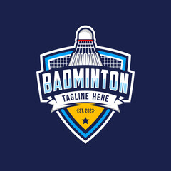 Badminton club logo template, Badminton tournaments logotype concept. Abstract sport symbol design vector illustration