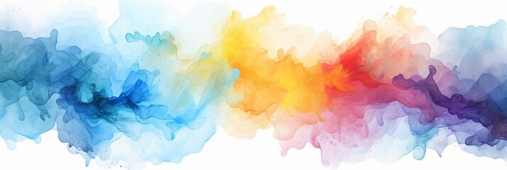 Generative AI : Illustration colorful watercolor background white background