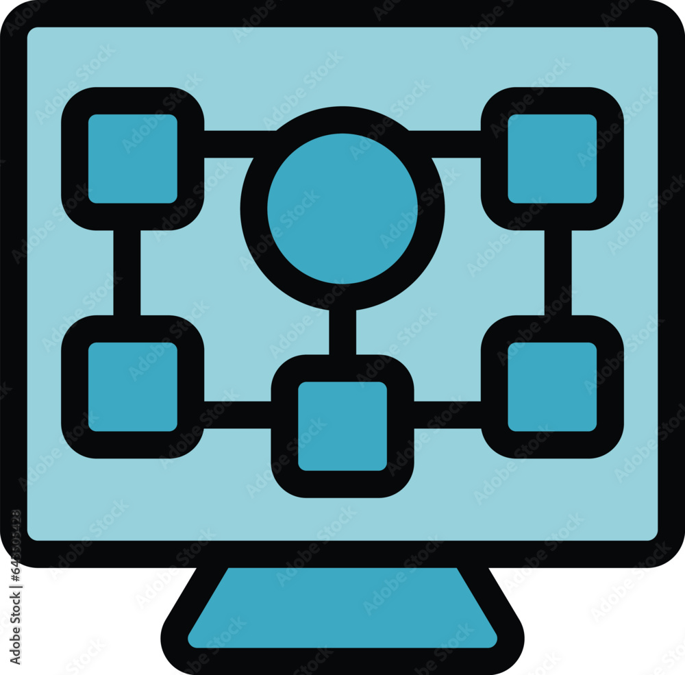 Poster smart monitor icon outline vector. internet game. camera digital color flat