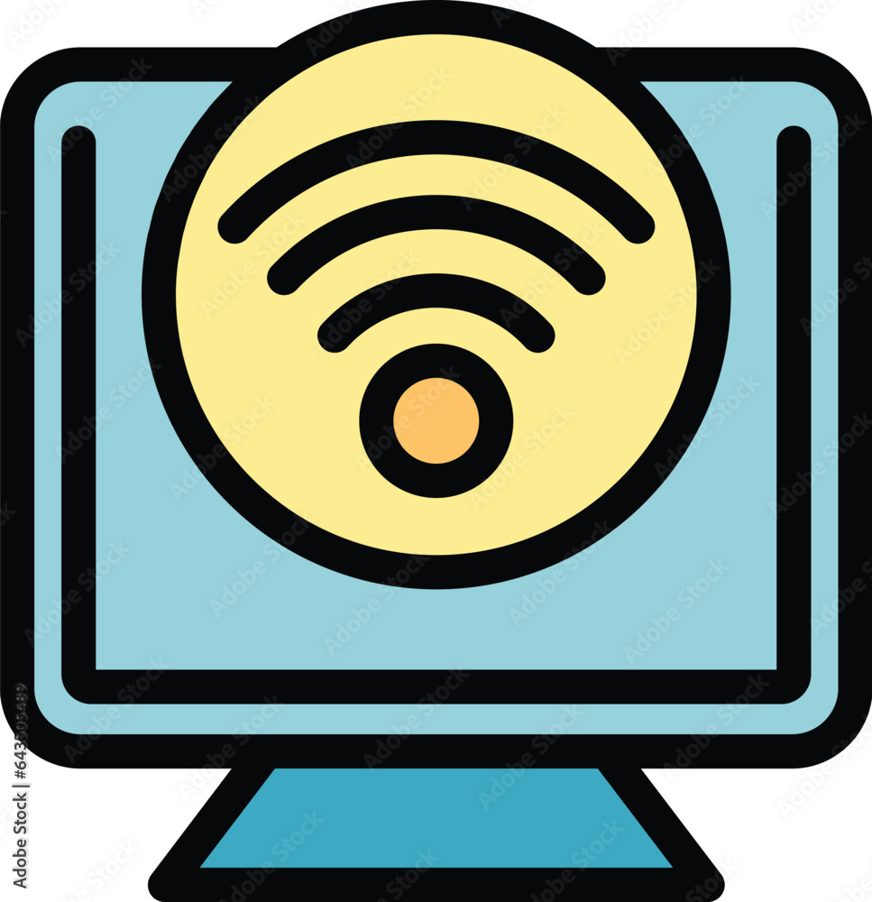 Aufkleber remote control monitor icon outline vector. camera wifi. smart box color flat