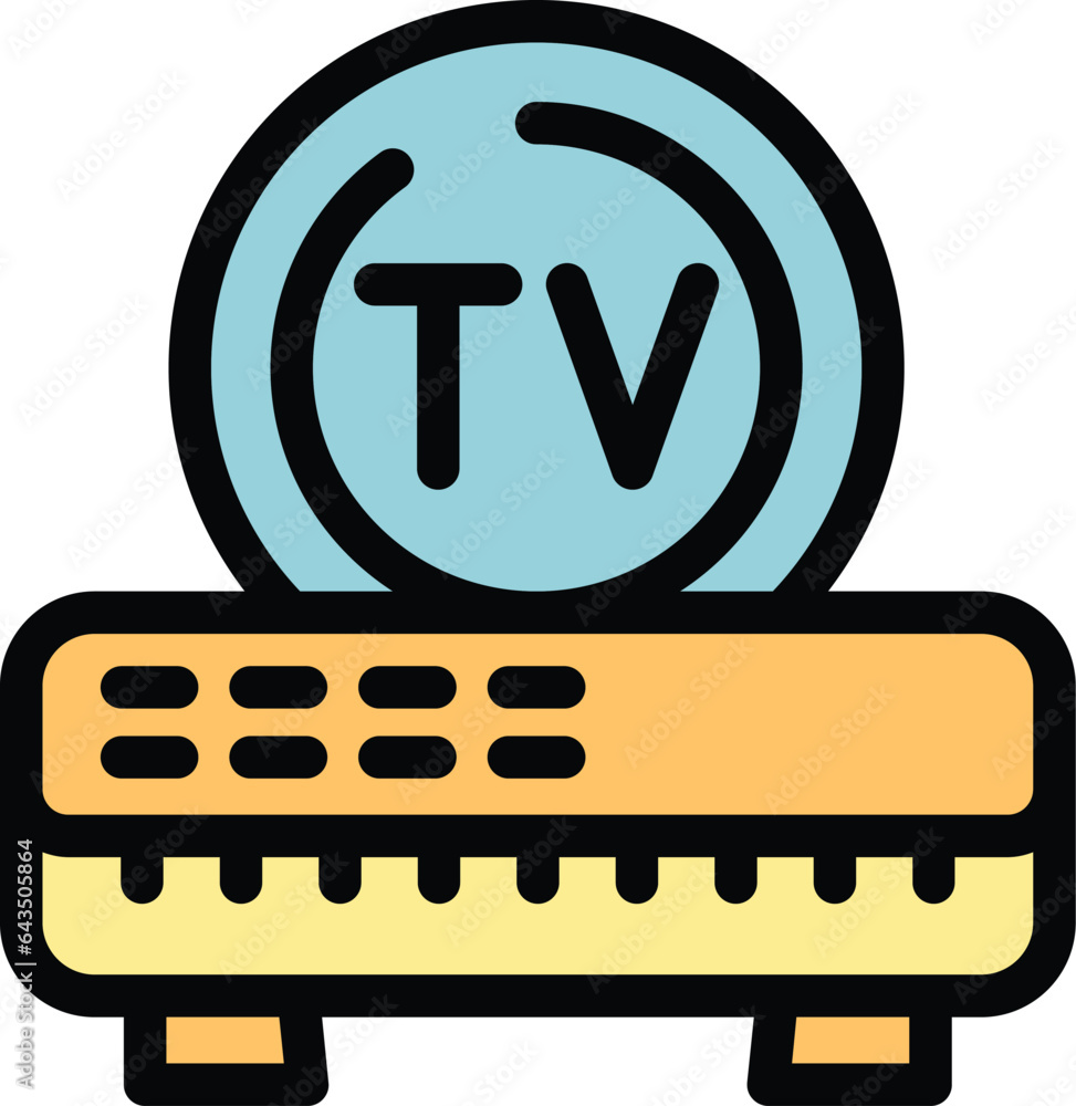 Poster modern tv box icon outline vector. home remote video. monitor computer color flat