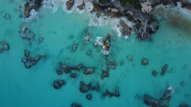 Blue water shore in bermuda on sunny day