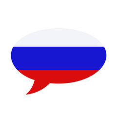 Speech cloud shape icon of russian flag colors. Symbol of message or chat isolated on white. Vector clipart, illustration of event in Russia or political conversations, sign for web design or print.