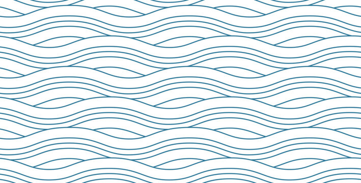 Seamless pattern with blue waves