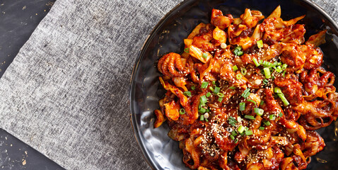 Stir fried spicy vegetable octopus
