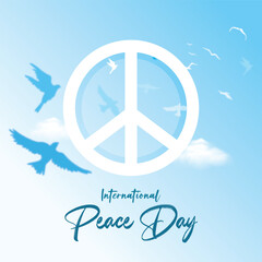 vector peace day background with doves and world
