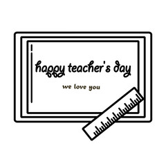 Line Icon of Chalkboard and Ruler Happy Teacher's day. It is available in vector format (EPS and JPG) for easy integration into various design projects.