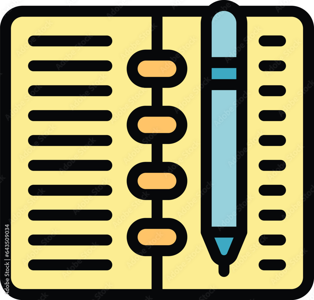 Poster notebook study icon outline vector. class safety. return safe color flat