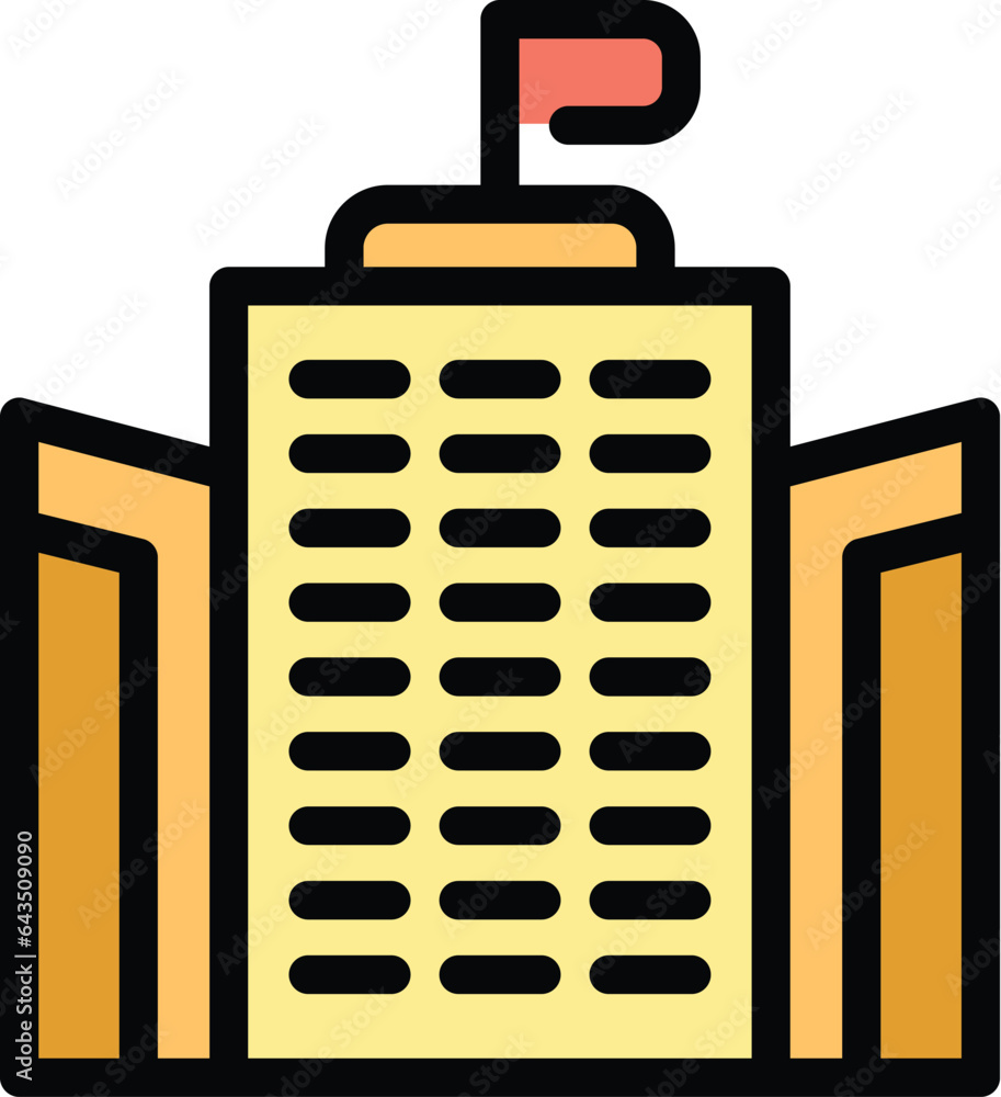 Poster university building icon outline vector. class study. safety return color flat